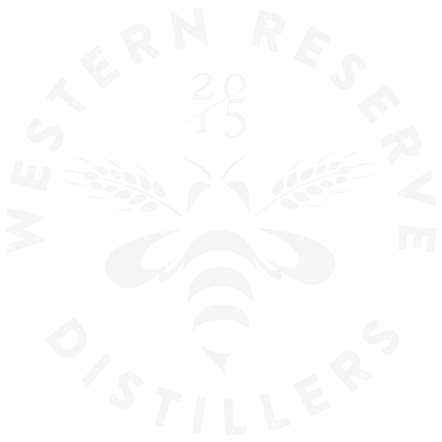 Western Reserve Distillers logo — stylized bee perched on barley with wordmark